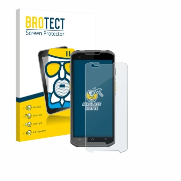 Parte frontale di una confezione del prodotto con il logo del marchio BROTECT. Accanto è raffigurato il dispositivo Newland MT