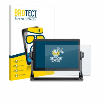 Parte frontale di una confezione del prodotto con il logo del marchio BROTECT. Accanto è raffigurato il dispositivo Feelworld 