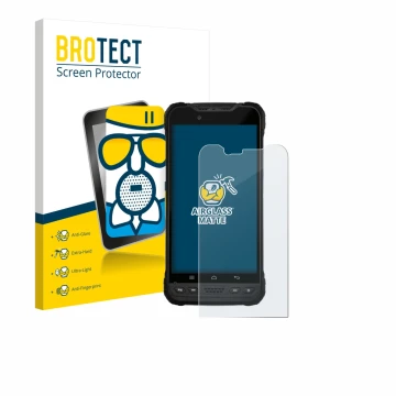 Parte frontale di una confezione del prodotto con il logo del marchio BROTECT. Accanto è raffigurato il dispositivo Zebra Xplo