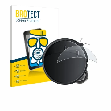 Parte frontale di una confezione del prodotto con il logo del marchio BROTECT. Accanto è raffigurato il dispositivo Roborock S