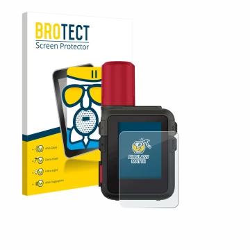 Parte frontale di una confezione del prodotto con il logo del marchio BROTECT. Accanto è raffigurato il dispositivo Garmin inR