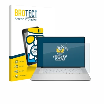 Parte frontale di una confezione del prodotto con il logo del marchio BROTECT. Accanto è raffigurato il dispositivo Dell 16 Pr