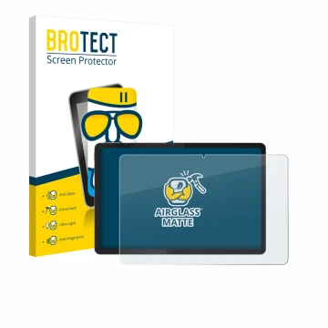 Parte frontale di una confezione del prodotto con il logo del marchio BROTECT. Accanto è raffigurato il dispositivo Lenovo Tab