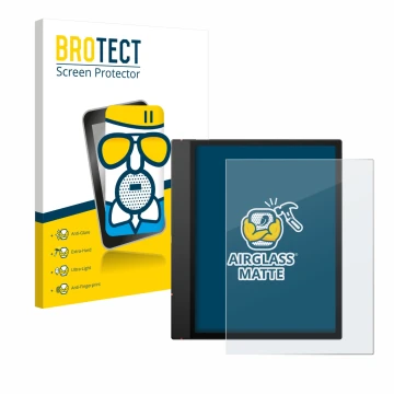 Parte frontale di una confezione del prodotto con il logo del marchio BROTECT. Accanto è raffigurato il dispositivo Boox Note 