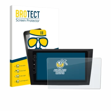 Parte frontale di una confezione del prodotto con il logo del marchio BROTECT. Accanto è raffigurato il dispositivo Dynavin D8