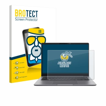 Parte frontale di una confezione del prodotto con il logo del marchio BROTECT. Accanto è raffigurato il dispositivo ASUS Exper