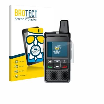 Parte frontale di una confezione del prodotto con il logo del marchio BROTECT. Accanto è raffigurato il dispositivo Hytera PNC