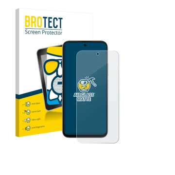 Parte frontale di una confezione del prodotto con il logo del marchio BROTECT. Accanto è raffigurato il dispositivo Oppo A6 co