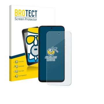 Parte frontale di una confezione del prodotto con il logo del marchio BROTECT. Accanto è raffigurato il dispositivo Oppo A6t c