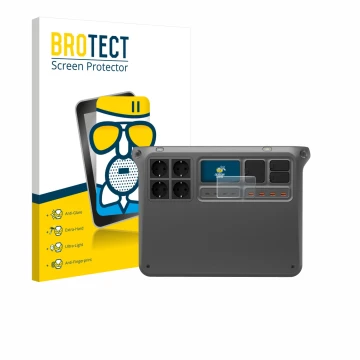 Parte frontale di una confezione del prodotto con il logo del marchio BROTECT. Accanto è raffigurato il dispositivo DJI Power 