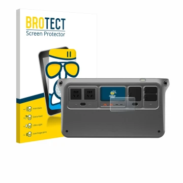 Parte frontale di una confezione del prodotto con il logo del marchio BROTECT. Accanto è raffigurato il dispositivo DJI Power 