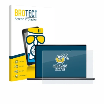 Parte frontale di una confezione del prodotto con il logo del marchio BROTECT. Accanto è raffigurato il dispositivo Dell XPS 1