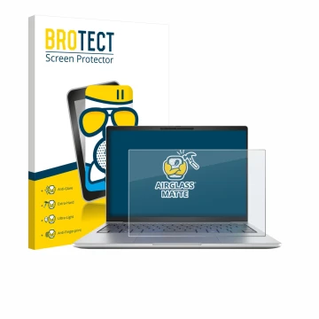 Parte frontale di una confezione del prodotto con il logo del marchio BROTECT. Accanto è raffigurato il dispositivo HP EliteBo