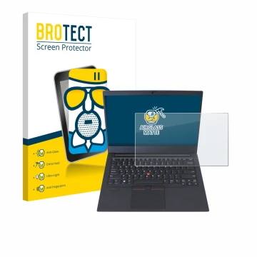 Parte frontale di una confezione del prodotto con il logo del marchio BROTECT. Accanto è raffigurato il dispositivo Lenovo Thi