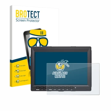 Parte frontale di una confezione del prodotto con il logo del marchio BROTECT. Accanto è raffigurato il dispositivo Feelworld 