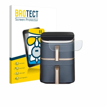 Parte frontale di una confezione del prodotto con il logo del marchio BROTECT. Accanto è raffigurato il dispositivo Cosori Tur