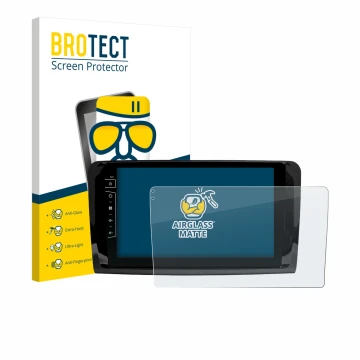 Parte frontale di una confezione del prodotto con il logo del marchio BROTECT. Accanto è raffigurato il dispositivo Dynavin D9