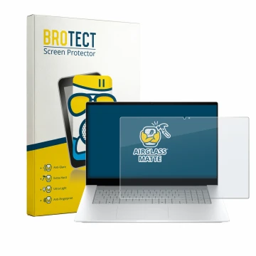 Parte frontale di una confezione del prodotto con il logo del marchio BROTECT. Accanto è raffigurato il dispositivo HP OmniBoo