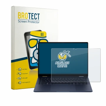 Parte frontale di una confezione del prodotto con il logo del marchio BROTECT. Accanto è raffigurato il dispositivo HP EliteBo