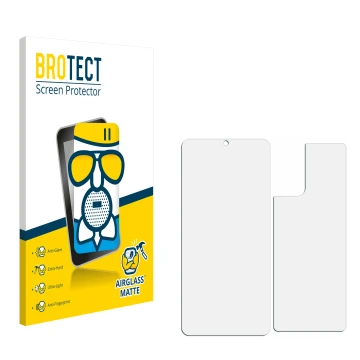Parte frontale di una confezione del prodotto con il logo del marchio BROTECT. Accanto si trova la protezione per lo schermo c