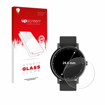 Parte frontale di una confezione del prodotto con il logo del marchio upscreen. Accanto è raffigurato il dispositivo Orologi (