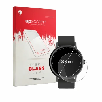 Parte frontale di una confezione del prodotto con il logo del marchio upscreen. Accanto è raffigurato il dispositivo Orologi (