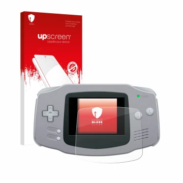Parte frontale di una confezione del prodotto con il logo del marchio upscreen. Accanto è raffigurato il dispositivo Nintendo 