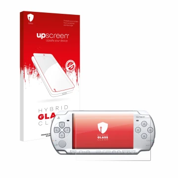 Parte frontale di una confezione del prodotto con il logo del marchio upscreen. Accanto è raffigurato il dispositivo Sony PSP 