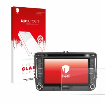 Parte frontale di una confezione del prodotto con il logo del marchio upscreen. Accanto è raffigurato il dispositivo Zenec E>G