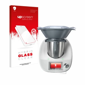 Parte frontale di una confezione del prodotto con il logo del marchio upscreen. Accanto è raffigurato il dispositivo Vorwerk T