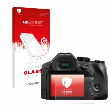 Parte frontale di una confezione del prodotto con il logo del marchio upscreen. Accanto è raffigurato il dispositivo Panasonic
