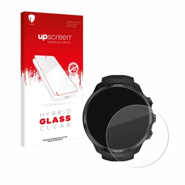 Parte frontale di una confezione del prodotto con il logo del marchio upscreen. Accanto è raffigurato il dispositivo Suunto Sp