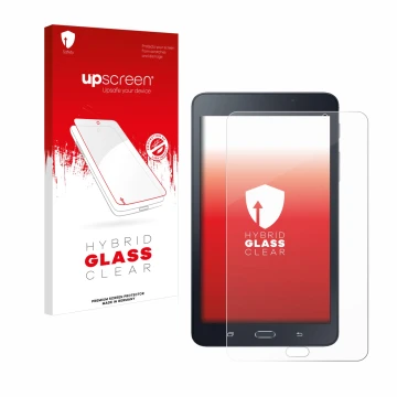 Parte frontale di una confezione del prodotto con il logo del marchio upscreen. Accanto è raffigurato il dispositivo Samsung G