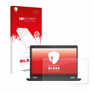 Parte frontale di una confezione del prodotto con il logo del marchio upscreen. Accanto è raffigurato il dispositivo Dell Lati
