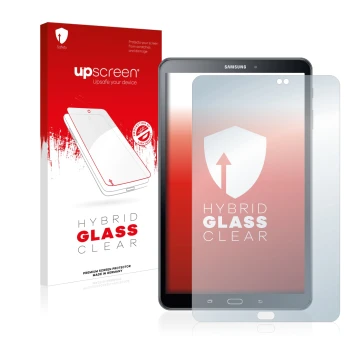 Parte frontale di una confezione del prodotto con il logo del marchio upscreen. Accanto è raffigurato il dispositivo Samsung G