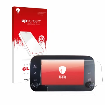 Parte frontale di una confezione del prodotto con il logo del marchio upscreen. Accanto è raffigurato il dispositivo Fiat Tipo