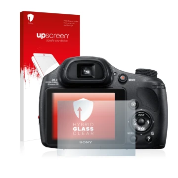 Parte frontale di una confezione del prodotto con il logo del marchio upscreen. Accanto è raffigurato il dispositivo Nintendo 