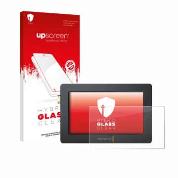 Parte frontale di una confezione del prodotto con il logo del marchio upscreen. Accanto è raffigurato il dispositivo Blackmagi