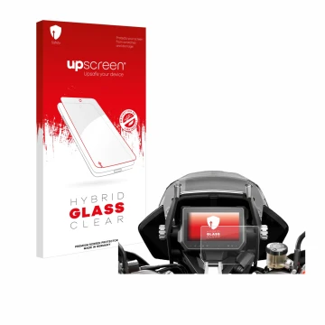 Parte frontale di una confezione del prodotto con il logo del marchio upscreen. Accanto è raffigurato il dispositivo KTM 1290 