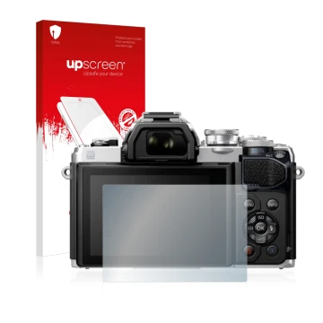 Parte frontale di una confezione del prodotto con il logo del marchio upscreen. Accanto è raffigurato il dispositivo Olympus O