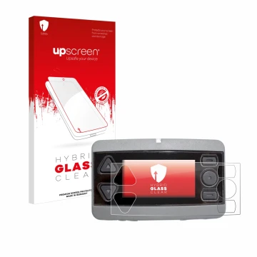 Parte frontale di una confezione del prodotto con il logo del marchio upscreen. Accanto è raffigurato il dispositivo Airbus P8