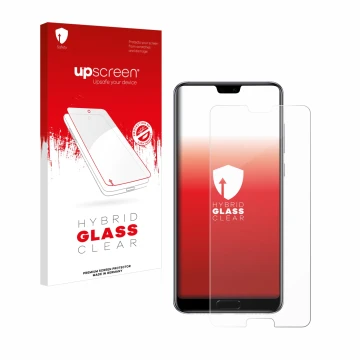 Parte frontale di una confezione del prodotto con il logo del marchio upscreen. Accanto è raffigurato il dispositivo Huawei P2