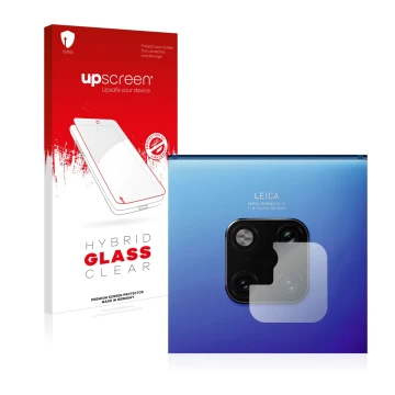 Parte frontale di una confezione del prodotto con il logo del marchio upscreen. Accanto è raffigurato il dispositivo Huawei Ma