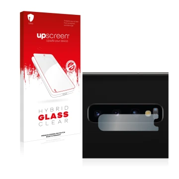Parte frontale di una confezione del prodotto con il logo del marchio upscreen. Accanto è raffigurato il dispositivo Samsung G