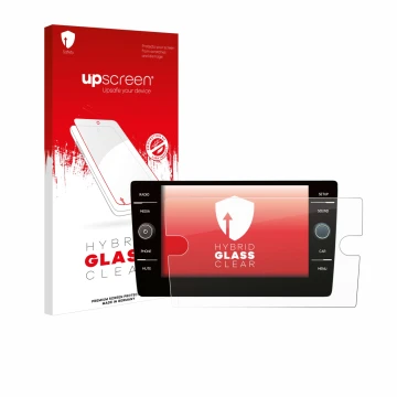 Parte frontale di una confezione del prodotto con il logo del marchio upscreen. Accanto è raffigurato il dispositivo Volkswage