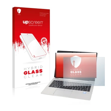 Parte frontale di una confezione del prodotto con il logo del marchio upscreen. Accanto è raffigurato il dispositivo HP EliteB