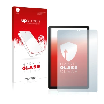 Parte frontale di una confezione del prodotto con il logo del marchio upscreen. Accanto è raffigurato il dispositivo Samsung G