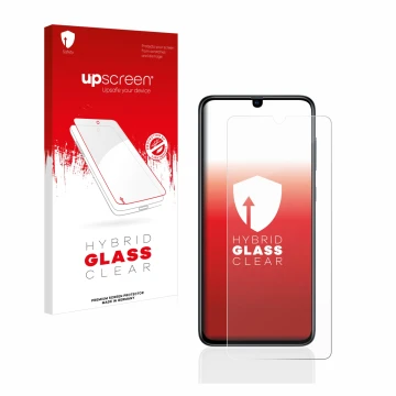 Parte frontale di una confezione del prodotto con il logo del marchio upscreen. Accanto è raffigurato il dispositivo Samsung G