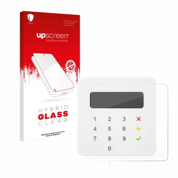 Parte frontale di una confezione del prodotto con il logo del marchio upscreen. Accanto è raffigurato il dispositivo SumUp Air
