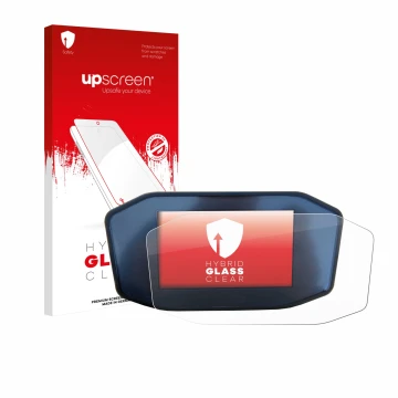 Parte frontale di una confezione del prodotto con il logo del marchio upscreen. Accanto è raffigurato il dispositivo KTM 1290 